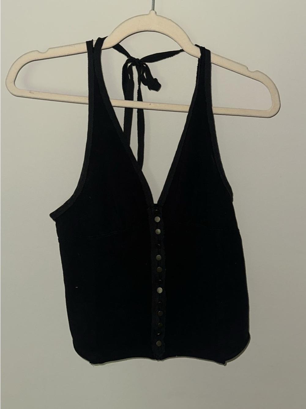 We The Free Black Halter Button-Front Camisole